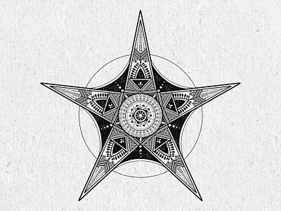 starfish art folkart ink motif pattern sea tatto