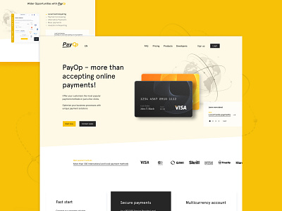 Redisign Concept for PayOp design landing payment redisign typography ui ux ux ui web yellow