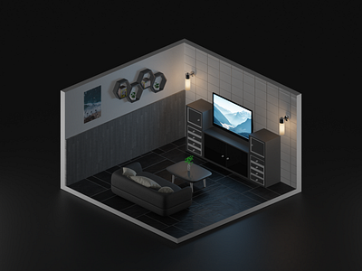 > Modern Living Room < 3d illustration 3d lowpoly 3d render cycles design graphic design illustration lowpoly