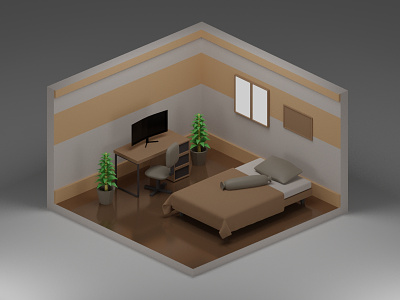 > Simple Bedroom < 3d illustration 3d lowpoly 3d render cycles design graphic design illustration