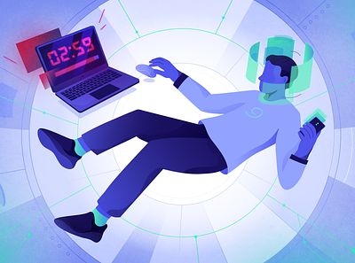 Procrastination character illustration vector