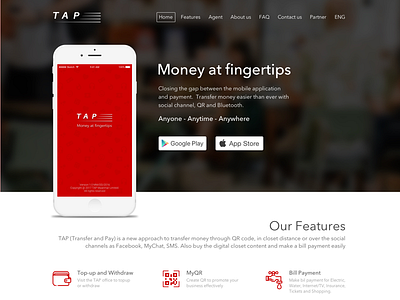 TAP - Mobile Money App - P1 - Landing page landing page payment transfer