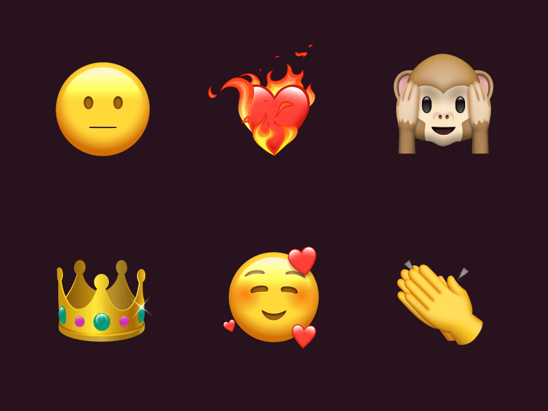 Animated Emoji #1 animated animation clap crown emoji emoticon exploding head heart ios iphone monkey motion graphics smile