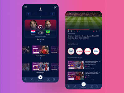 Football World Cup Live Streaming App app design exploration figma football football worldcup graphic design live streaming streaming app ui ux uxdesign world cup
