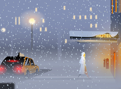 Winter nights 2d animation character creative design graphics illustration motion motion design snow winter
