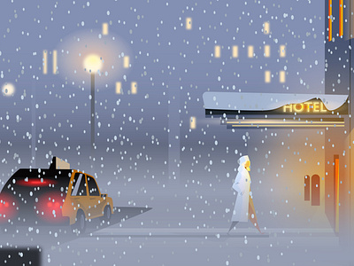 Winter nights 2d animation character creative design graphics illustration motion motion design snow winter