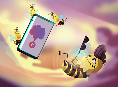 Bees 2d ae animation art behance creative design dribbble graphicdesign illustration inspiration