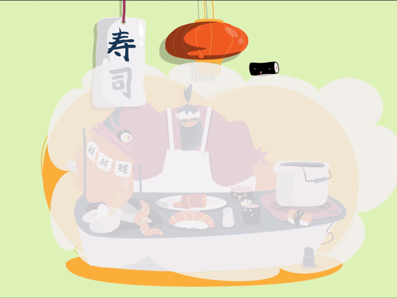 Sushi master 2d ae animation creative design gif graphics illustration motion