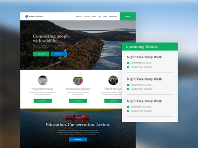 Maine Audubon - Landing Page audubon landing landing page nature parks parks and recreation ui web design website