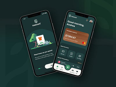 Treecard UI app bank banking banking app crypto finance mobile money nature sustainability trees ui