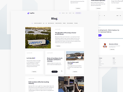 Logiflex - Blog Listing blog landing landing page minimal trucking ui web web design white