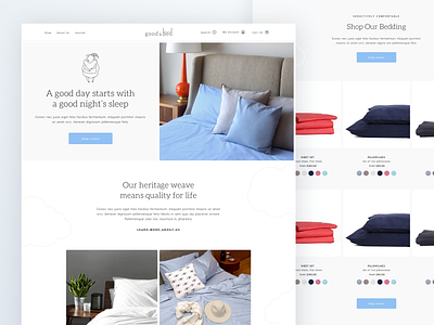 Good and Bed - Homepage bedding ecommerce ecommerce design landing page linens luxury shopify squarespace web design