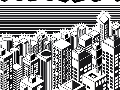 City abstract art black city illustration metropolis vector white