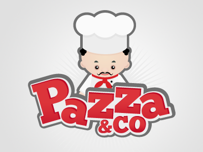 Pazza art cook fun italy logo man pizza slogan vector