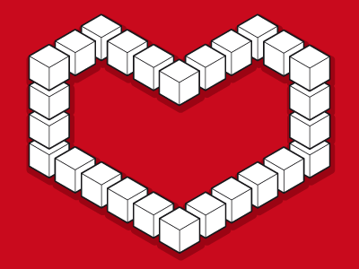 Heart cube heart illusion love optical red