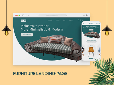 Furniture Website Landing Page UI UX Design casestudy ecommerce furniture furniturewebsite interiordesign landingpage ui uiux ux webdesign website websiteui wireframe