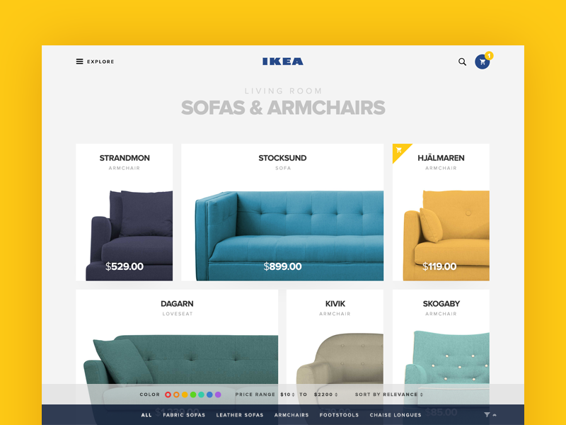 Category Page for IKEA category clean ecommerce flat ikea material minimal shop store ui ux web