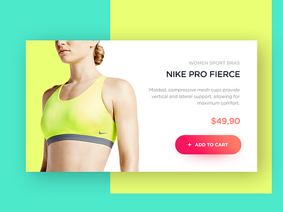 Product Card for Nike Pro Fierce add card cart checout concept flat nike product shop ui ux widget