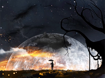 Misfortune animation art cloud design digital gif graphic illustration moon rain stars
