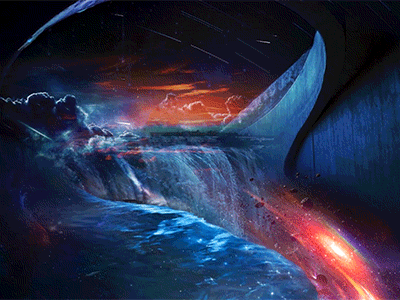 Drowning animation art blue boat creative design digital gif red sea ship space