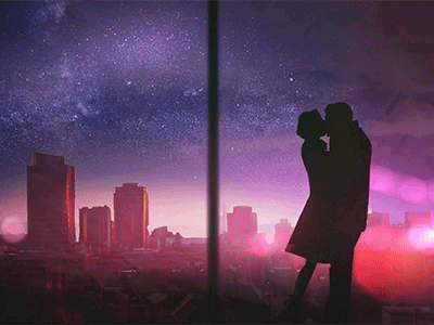 Youth animation art bokeh city digital gif love sky youth