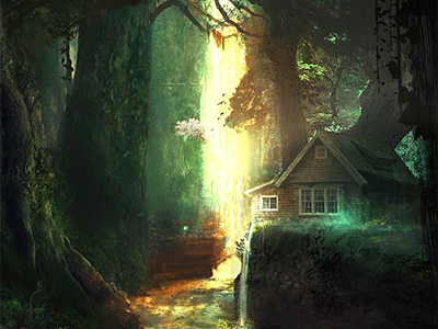 Flow animation cottage flow forest gif green house waterfall woods