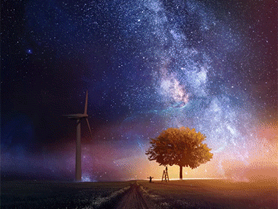 Horizon animation art creative digital gif horizon sky tree video windmill