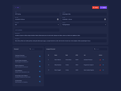 MicroM - Event Edit Page air force government military schedule ui