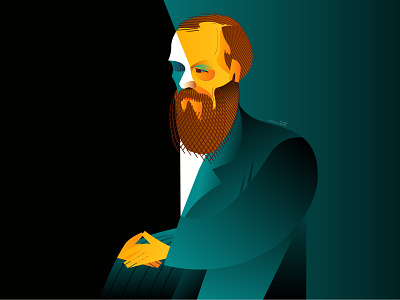 Fyodor Dostoevsky character design dostoevsky dribbble fyodor dostoevsky geometric geometry illustration illustrator novelist portrait writer