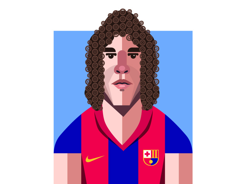 Carles Puyol dribbble hustle coffee geometic geometry carles puyol soccer football barcelona design illustrator character illustration