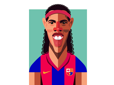 Ronaldinho barcelona brazil brazilian character coffee design drawing dribbble football geometric geometry hustle illustration illustrator nike portrait ronaldinho soccer vector