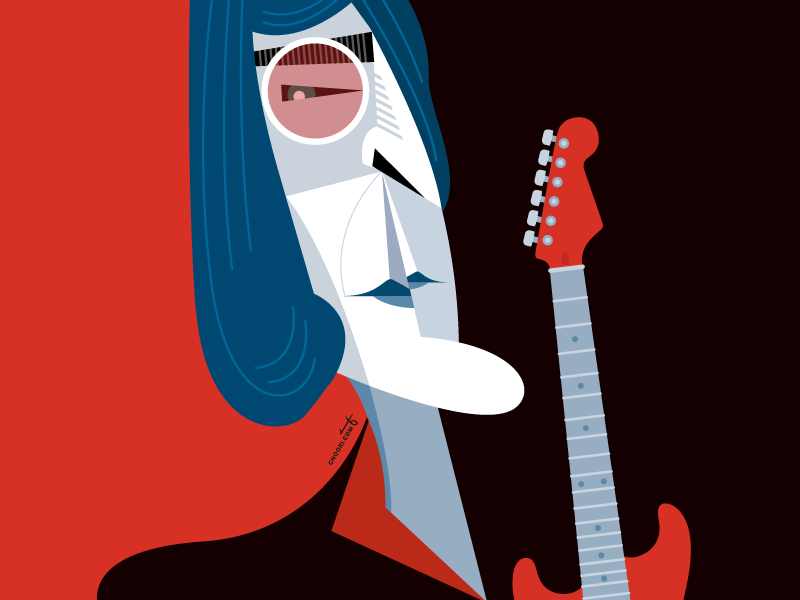John Lennon cubism guitar rock band beatles john lennon john vector portrait geometric geometry dribbble design illustrator hustle coffee character illustration