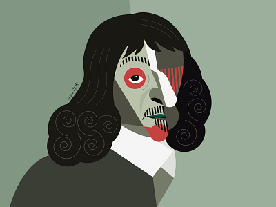 Rene Descartes character design dribbble geometric geometry hustle illustration illustrator portrait vector