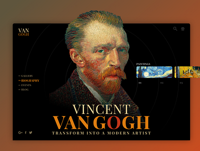 Van Gogh Web Concept design dribbble painting personal web the starry night ui uidesign ux vangogh vincent web webdesign webpage website