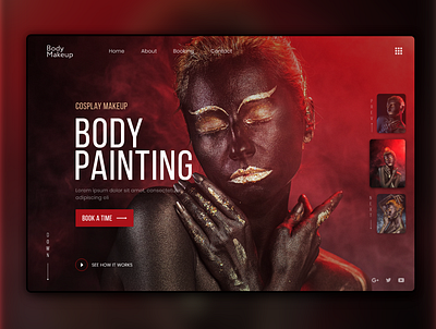 Body Painting Makeup Web Concept body branding design dribbble landing page makeup ui uidesign uiux ux vector web webdesign website