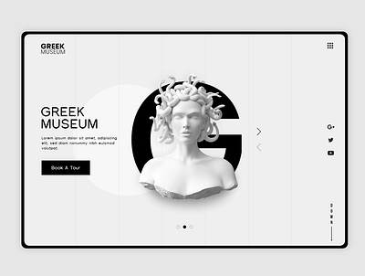 Minimal Greek Museum Web Concept bnw design greek illustrator landingpage minimal museum ui uidesign userinterface ux uxdesign web concept webdesign website