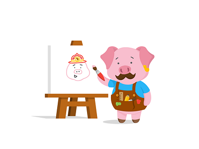 Pig-asso! artist cute illustration oink picasso pig piglet vector
