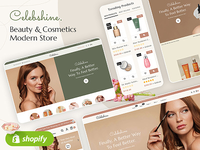 Celebshine - Beauty & Cosmetics Modern Store - Shopify Experts beauty branding celebshine cosmetics design ecommerce elementor fiverr graphic design online store webzeel wordpress