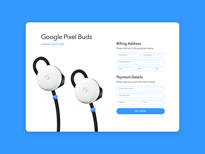 Checkout/Payment Screen — Google Pixel Buds