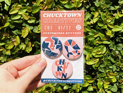 Charleston Themed Buttons buttondesign buttonmaking buttons charleston home illustration lettering lowcountry map packagedesign packaging rainbowrow shrimp southcarolina typography vector