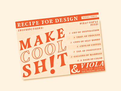 Recipe For Design card charleston design dribbble dribbbleweeklywarmup illustration lettering mockup recipe type typography vector warmup