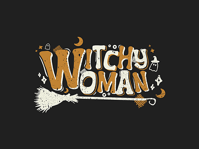 Witchy Woman ghosts halloween hocuspocus illustration lettering moon october stars theeagles typography vector witch witchywoman