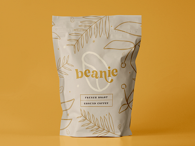 Beanie Coffee - Weekly Warmup beaniefeldstein branding coffee coffeebag coffeebean fall illustration logo packaging plants typography vector watercolor weekly challenge weeklywarmup yellow