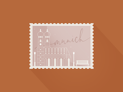 Weekly Warm-Up - Munich Stamps church dribbbleweeklywarmup frauenkirche germany grandmother illustration munich roses stamps swing typography vector weeklywarmup