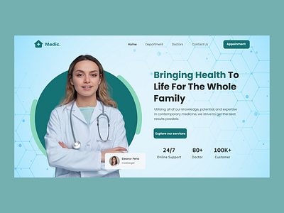 Medic. - A Medical Service Online header design landing page medical medical header medical landing page online doctor pixency academy ui ux virtual service