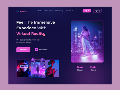 Infinity - A Virtual Reality Services Website landing page online games online vr pixency pixency academy trending ui ux virtual box vr vr games vr header website design