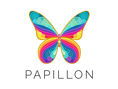 Papillon Logo beauty blue branding butterfly gold green logo nature pink purple rainbow yellow