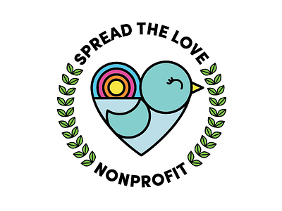 Spread The Love Non-Profit Logo bird blue branding free heart hope illustration logo love nature sun sunset