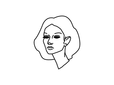 Sad girl design flat illustration line art linework logo minimal naive vector vector illustration