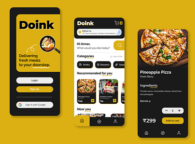 Doink - Food Delivery App app delivery design food illustration ui ux